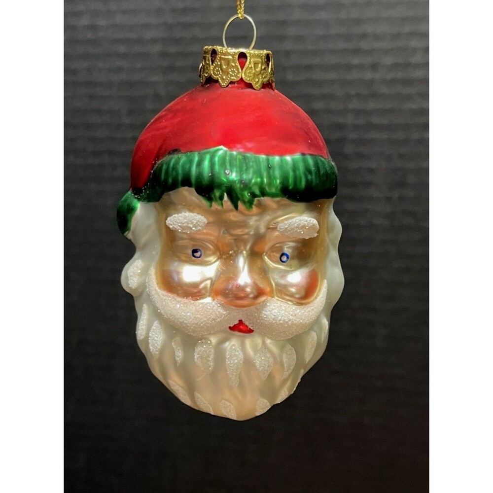 Rite Aid Vintage Glass Collectible Christmas Santa 3D Ornaments w/Original Box